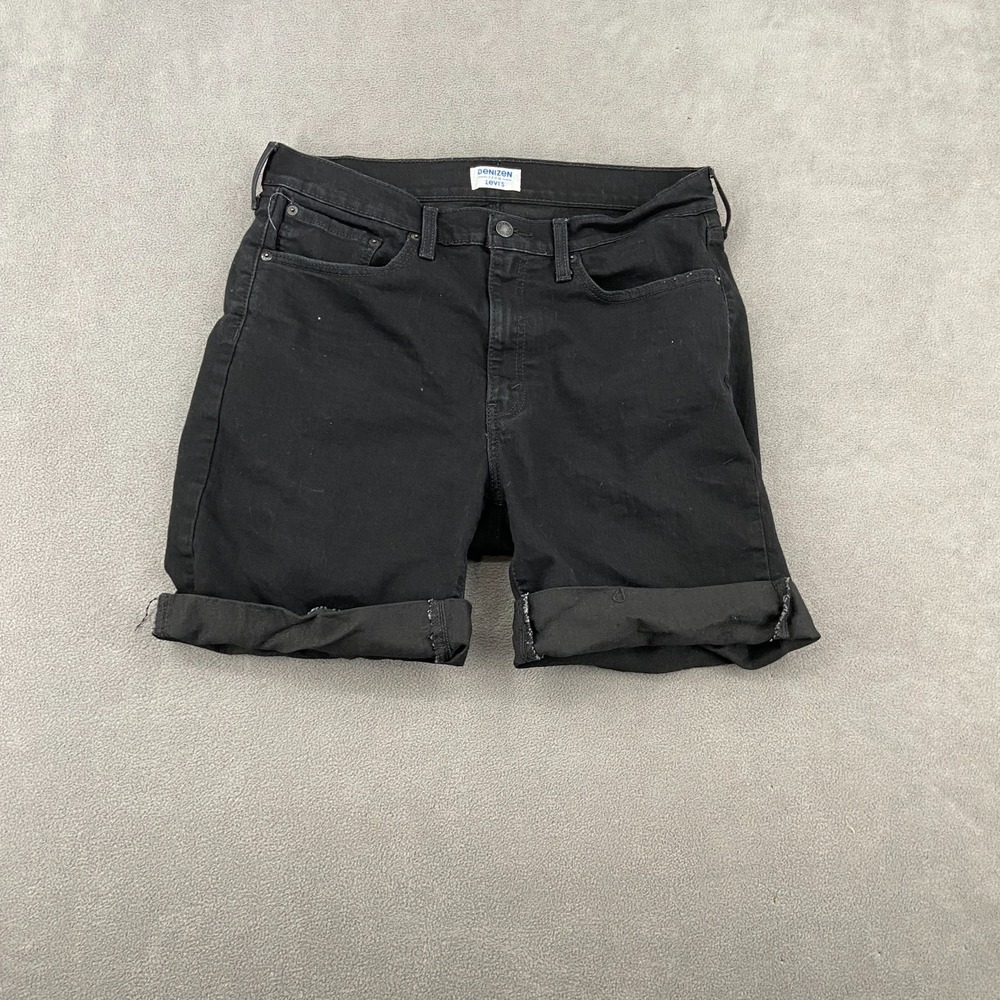 Denizen From Levi's Denim Shorts Mens 31x7 Black Cotton Slim Low Rise Cuffed Hem